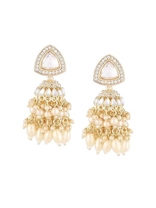 Gargish Fashion Pearls Gold Tone Dazzling Stones Austrian Diamonds Cluster Beads Jhumka Earring For Women (White) (B0DG5X2ST2) Amazon Price History, Amazon Price Tracker