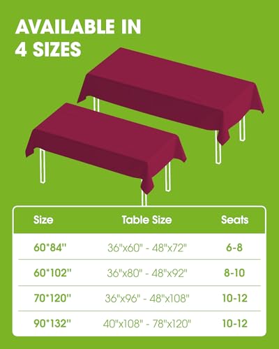 Image of Pureegg Polyester Tablecloth 60 inch x 84 inch Reusable & Washable Fuchsia | Durable, RectangleTable Cloth , for Outdoor Party, Picnic, Wedding, Banquet, Birthday