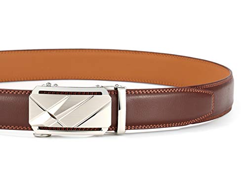 Image of Lingli Men's Belt,Ratchet Dress Belt with Automatic Buckle Brown /Black-Trim to Fit-35mm wide