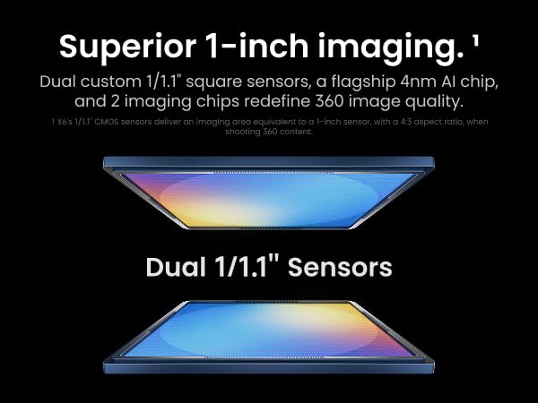 Image of Insta360 X6-8K 360 Camera with 1 /1.1'' Sensors | Action Camera, Dual Custom Square 1 /1.1 inch Sensors, Triple AI Chip, Replaceable Lens 2.0, 140 Minutes 8K Video, White