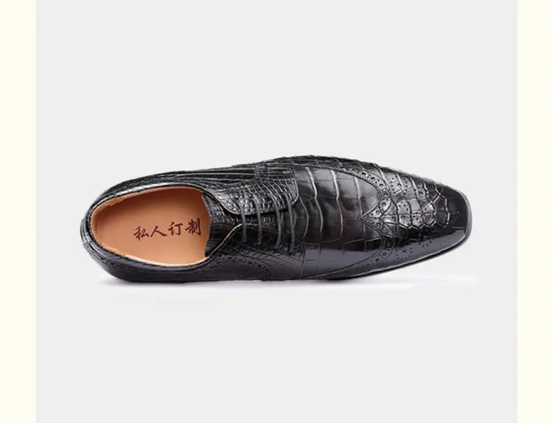 Authentic Crocodile Skin Businessmen Formal Dress Shoes Genuine Real True Alligator Leather Office Male Brock Oxford Shoes4