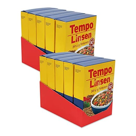 10er SparpackTempo Linsen, (10 x 225 g) für je 4-5 Portionen, schnell und einfach zuzubereiten Linsengericht Linseneintopf