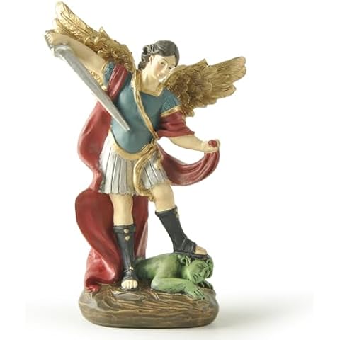 PlentifulHome 5.32'' Tall St Michael Statue, Archangel Michael Statue, San Miguel Arcangel Statue, Religious Collectible Angel Sculpture (Bronze) Cover