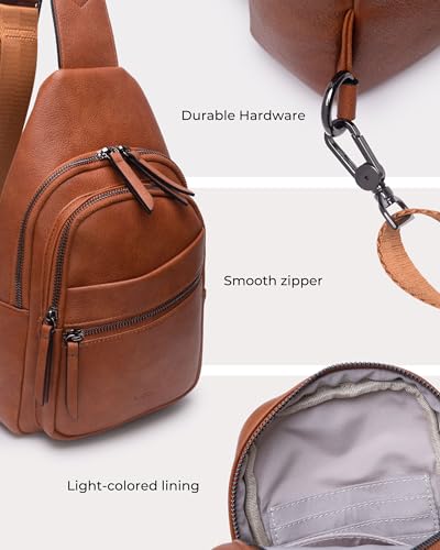 Image of Alldaily Large Sling Bag for Women Crossbody Purse Leather Fashionable Trendy Chest Bag for Travel, Fanny Pack (Brown)