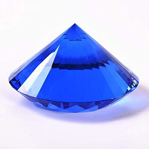 Image of Blue Crystal Glass Diamond Shaped Decoration 60mm Jewel Paperweight,Gift Decoration Idea for Christmas, Thanksgiving and Birthday