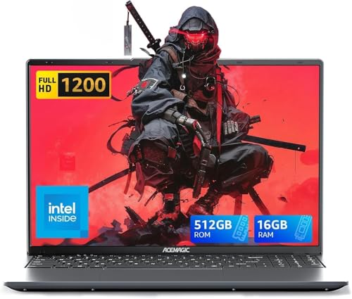 ACEMAGIC 16.1 FHD Laptop with 12th N95 Processor up to 3.4GHz(Beat N95/N5095)16GB DDR5 RAM 512GB SSD Laptops, 1920 1200 HD Display Laptop,WiFi 2.4/5,BT5, 3 USB3.2, HDMI,Dual 2w Speakers,Metal Shell