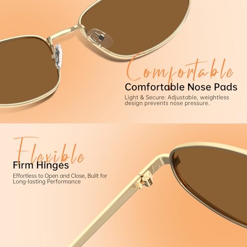 STGATN Retro Oval Sunglasses for Women 90s Fashion Metal Frame Lightweight UV400 protection3