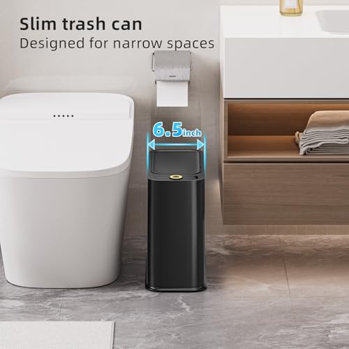 Caneca de basura rectangular pequeña para baño y cocina negra miniatura 4