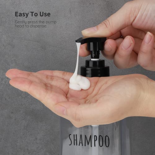 Image of Segbeauty Clear Square Shampoo Bottles, 3pcs 16.9oz Refillable Plastic Lotion Dispenser with Pump, 500ml Empty Reusable Bathroom Shower Bottle Dispense Shampoo Conditioner Body Soap Liquid Gel