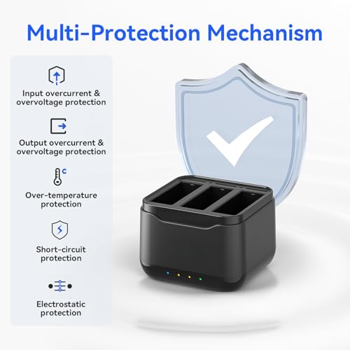 Image of Yantralay 3-Slot Battery Charging Hub for D JI Os mo Action 5 Pro & Os mo 360, Smart Fast Charger Dock with Micro SD Card Storage & LED Charging Indicator