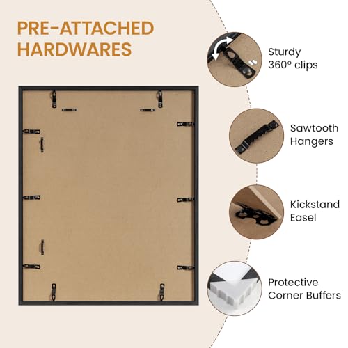 Image of 18x22 Picture Frame Oak Wood,18 inchx22 inchBlack Color Wooden Frames with Tempered Glass,22x18 inch Wall Gallery Poster Frame with No Mat,18 by 22 Frames Horizontal and Vertical for Wall Mounting