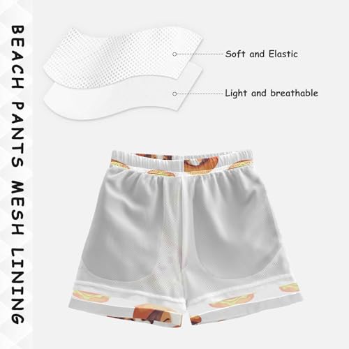 Pigsaly Boys Swim Trunks Cute Hamburger Hat Beagle Puppy Dog Boys Board Shorts Swimsuit Swimwear Summer Bathing Suit 3T Multicolor4