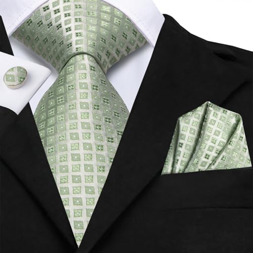 Image of Dubulle Mens Tie and Lapel Pin Paisley Striped Floral Necktie for Men Pocket Square Cufflinks 4PCS Set Wedding Party