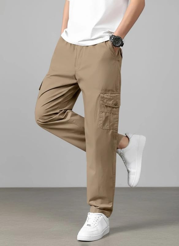 Image of Men's Cotton Cargo Pants | Stylish Multi-Pocket Casual Look-