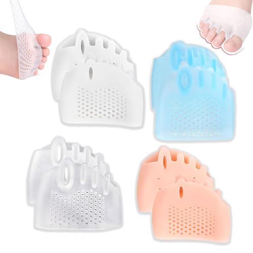 Separador de dedos de silicona, separadores de dedos, separadores de dedos de gel, espaciadores de dedos, cojines de bola de pie, suave y transpirable, para hombres y mujeres (4 pares)
