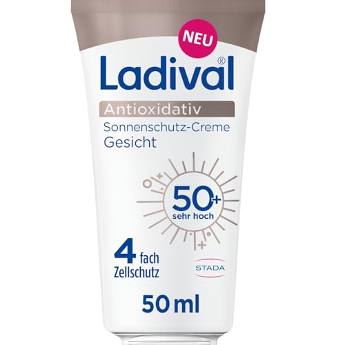 Ladival Antioxidativ Sonnencreme Gesicht LSF 50+ - Pflege mit Anti-Pollution-Komplex, Vitamin C und E, 4-fach Zellschutz, schweißresistent, UVA- und UVB-Schutz, 50ml