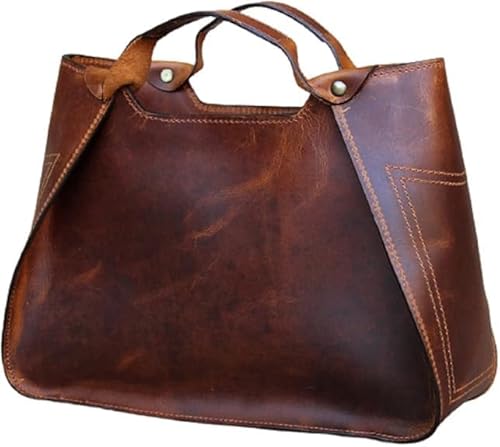 The Tannery Large Genuine Full Grain Leather Tote Bag for Women, Purse for Work Travel and Everyday Use, Stylish Durable Shoulder Handbag with Zipper Fits Laptop (Red Brown)