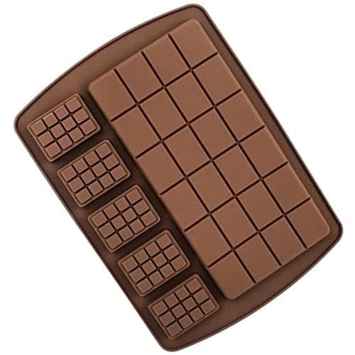 HomeBakers mart 2 in 1 Chocolate Silicon Bar Candy Mould - Soft Flexible Food-Grade - Mini Bar and Big Bar Silicon Mould - 6 Cavity - Silicon Moulding Tray (Random Color)