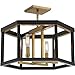 Minka Lavery 2114-726 Union Estates Pentagon Open Frame Semi Flush Ceiling Light, 4-Light 240 Total Watts, 14"H x 18"W, Coal and Soft Brass