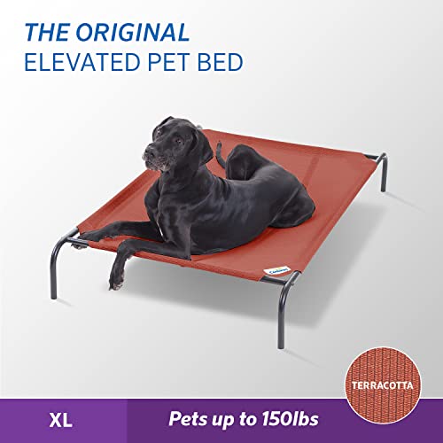 Image of Coolaroo Original Elevated Dog Bed - Breathable Off-The-Ground Pet Bed with Cooling Fabric, Joint Relief & Moisture-Resistant Fabric, 100% Recyclable, Easy Clean, Terracotta, Extra Large