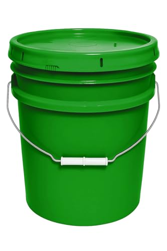 5 Gallon Bucket & Lid - 90 Mil All Purpose Pail - Made in The USA - Food Grade - Contains No BPA Plastic - Recyclable (Green, 1)