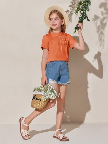 Image of Haloumoning Girls Pleated T Shirts Kids Summer Short Sleeve Fashion Tops Tees 5-14 Years