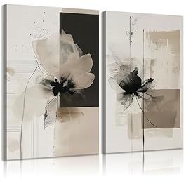 2Pcs Framed Neutral Abstract...
