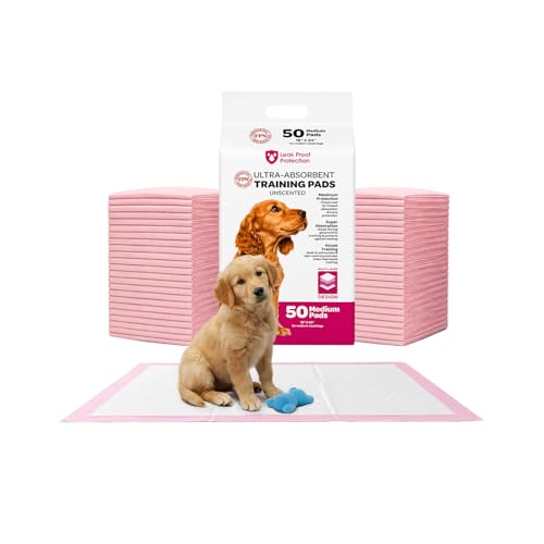 Image of FPN Pink Puppy Pads for Dogs 50 Count 18X24 Inch | Disposable Pee Pads for Dogs & Puppies | Dog Training Pads, Large Pet Training Pads for Potty Training & Indoor Use