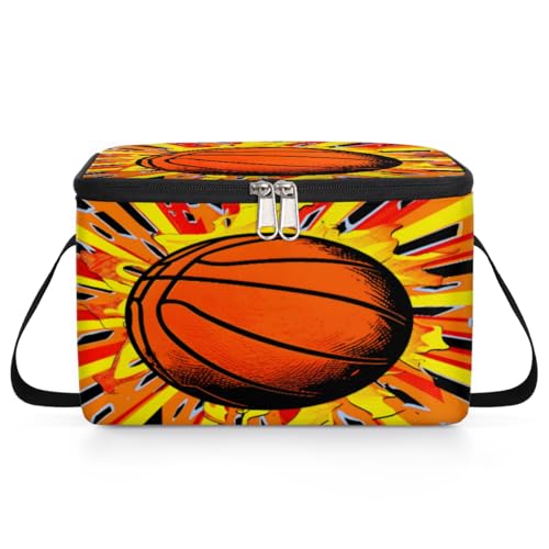 GzLeyigou Basketball Sports Lunch Bags for Women Men 9 Cans, Hot & Cold Food Delivery Bag Insulated Grocery Bag Insulated Lunch Box Cooler Bag for Office Work Picnic Beach