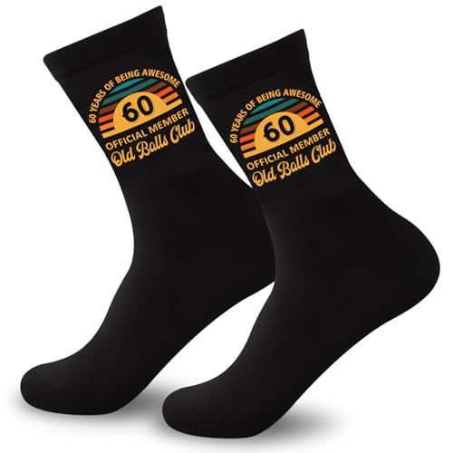TUZELIYA Funny 60th birthday gifts for men - Old Club 60 Years of Awesome Socks - Official Member Novelty Socks for Dad Husband Grandpa - Gag Birthday Gift
