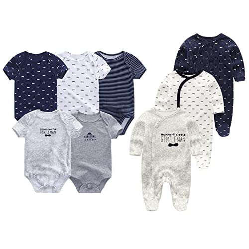 Image of ZAV Unisex Infants Clothes 5-pack Short Sleeve Bodysuits And 3-pack Baby Footed Jumpsuits