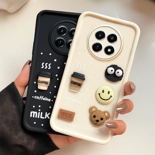 Image of COLORflow Back Cover Compatible with Realme 13 Pro 5G / 13 Pro Plus 5G | Cute Fun Cartoon 3D Ball Coffee Silicone Case (White) | Designer Camera and Body Protected Back Cover