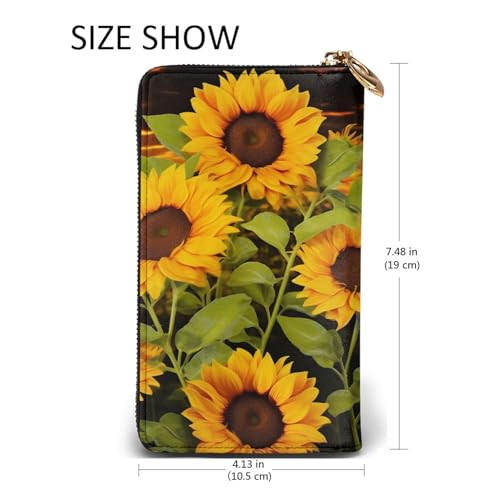 Portefeuille en cuir tournesol compagnon chic pour smartphone et cartes