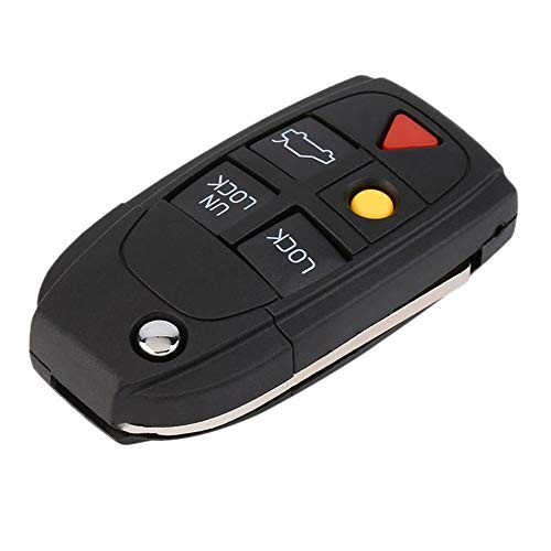 Emily 5 Button Remote Case Fob Flip Key Shell fit for VOLVO S60 S80 V70 XC70 XC90 Black