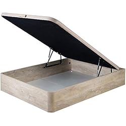 Canapé Tapizado 135X190 marckonfort Canapé abatible 135X190 de Gran Capacidad con Esquinas Redondeadas en Madera, Base tapizada 3D Transpirable Color Roble