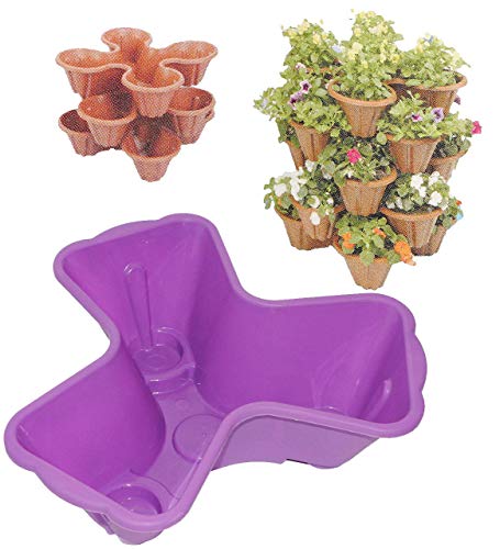 alles-meine.de GmbH 1 Stück Blumentopf - LILA - für 3 Pflanzen - STAPELBAR - Blumenkübel/Pflanzkübel/aus hochwertigen Kunststoff - z.B: Kräutergarten - Kasten/Topf - Blum..