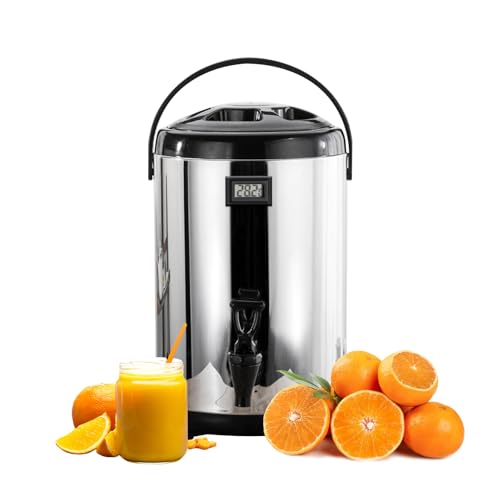 glylo Hot Water Dispenser - Stainless Steel Thermal Container With Spigot, 8L Tea Hot Carafe Beverage Storage With Temperature Meter For Catering, Events, Restaurants Catering, 1