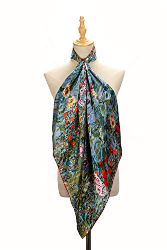 Women Square Scarf Silk Van Gogh Painted Scarves2