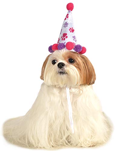 Rubie's Pet Birthday Hat, Small to Medium, Purple and Red Paw Print - //coolthings.us