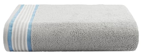 Image of Casa Copenhagen, Germany Design - He & She Super Soft Collection 100% Cotton 2 Pieces Large Bath Towel (Size : 70 x 140 cm) - Grey Violet & Dusty Blue