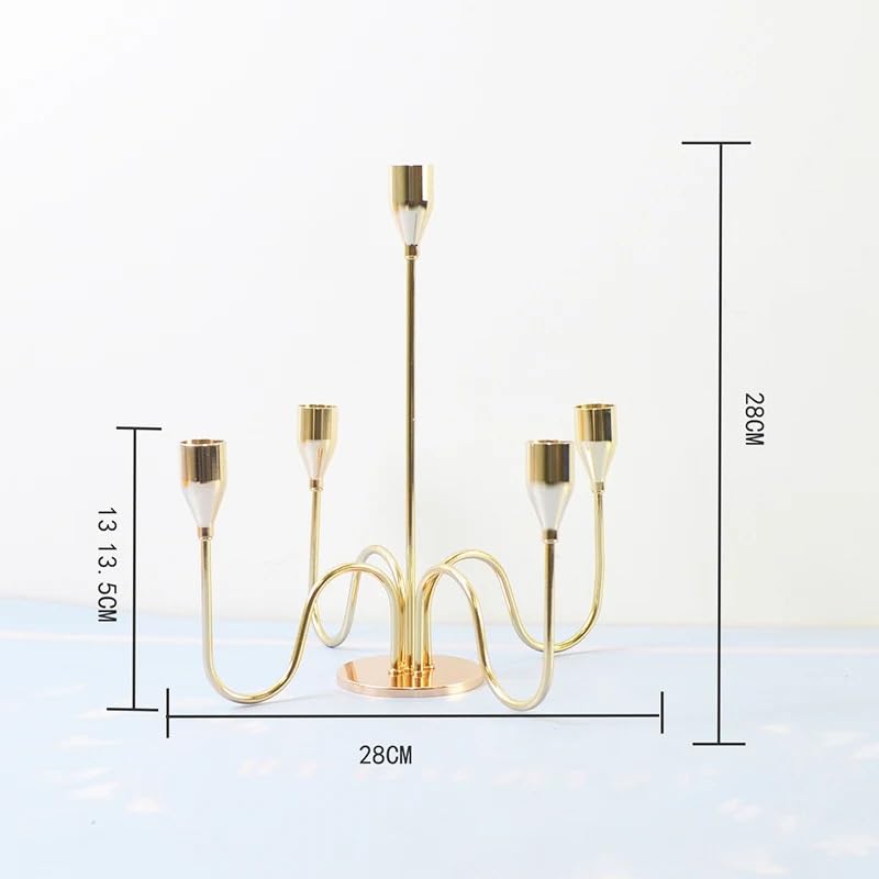Portavelas de metal dorado para boda, fiesta, hogar, centro de mesa, sala de estar, candelabros (tamaño grande)