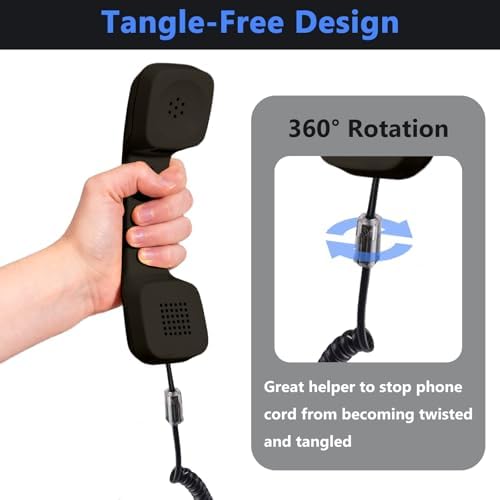KINXIYU Telephone Cord Detangler and 360 Swivel Anti-Tangle Cord - 7.5Ft Uncoiled, 1.5Ft Coiled Landline Handset Cable - 1