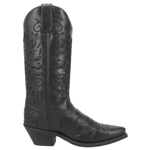 Laredo Black Night Sky Women's 12 inch Leather Snip Toe Western Boots 52450