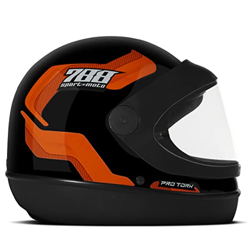 CAPACETE FECHADO PRO TORK SPORT MOTO 788 PRETO - LARANJA TAM. 62