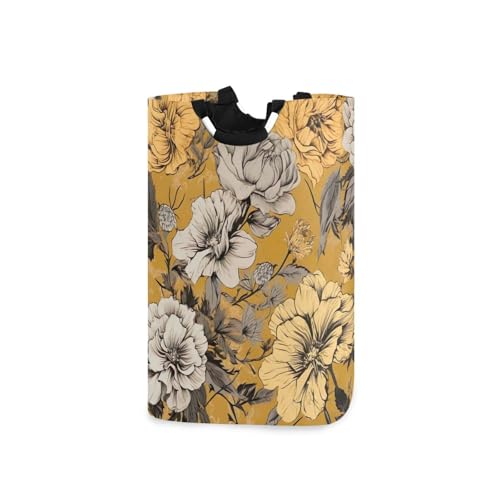 Jihqo Laundry Hamper Basket Classical Floral Collapsible Nursery Storage Bin Waterproof Clothing Baskets for Home Bedroom Bathroom Washing Room