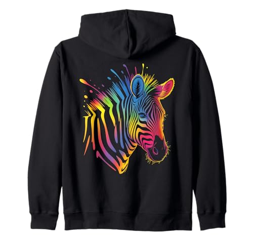 Zoo Animal Splash Colorido Zebra Head - Zoólogo Zookeeper Sudadera con Capucha
