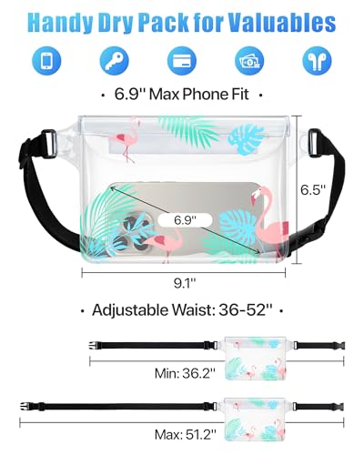 Image of F-color Waterproof Fanny Pack - Waterproof Pouch, Beach Cruise Essentials | Adjustable Waist Strap, Triple Zipper Roll-Top Dry Bag for Phone, Keep Passport Valuables Dry for Beach Kayaking Boating