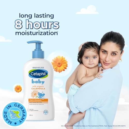 Image of Cetaphil Baby Wash & Shampoowith Organic Calendula,Tear Free, Paraben, Colorant and Mineral Oil Free, 13.5 Fl. Oz (Packaging May Vary) (Pack of 2)
