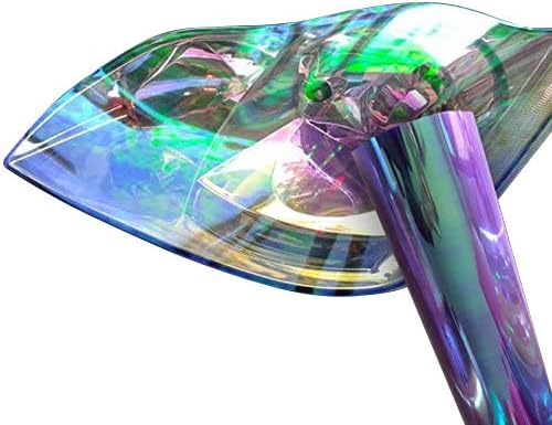Chameleon レインボー 透明 光沢 ビニール ヘッドライト フォグライト ウェットティント ラップ 粘着フィルム 12インチ x 96インチ ラージ ロール