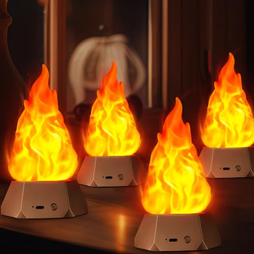 Image of BlcTec USB Rechargeable Flame Light, 72-Hour Runtime Realistic Flickering Fire Lamp, 3 Modes, IP44 Waterproof for Camping, Patio, Backyard Party, Halloween, Thanksgiving Christmas Decoration, 4 Packs